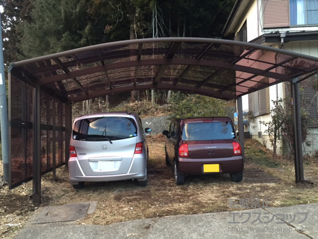 群馬県安中市ののカーポート レイナツインポートグラン 積雪〜20cm対応＋サイドパネル(※片側分) 施工例