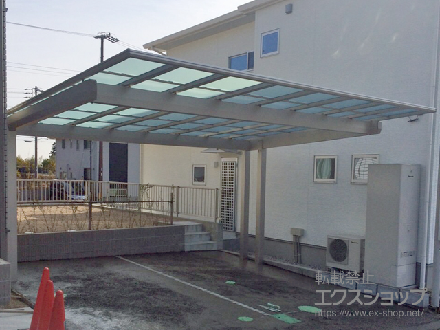 三重県津市ののカーポート エフルージュツインEX 後方支持タイプ 積雪〜20cm対応 施工例