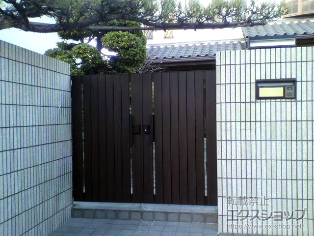 大阪府東大阪市のの門扉 コレット2型 両開き 門柱タイプ 施工例