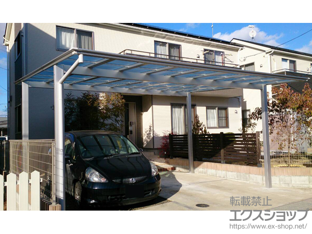 宮城県岩沼市ののカーポート ソリッドポート ワイド 積雪〜20cm対応＋屋根材ホルダー 54用×1 施工例