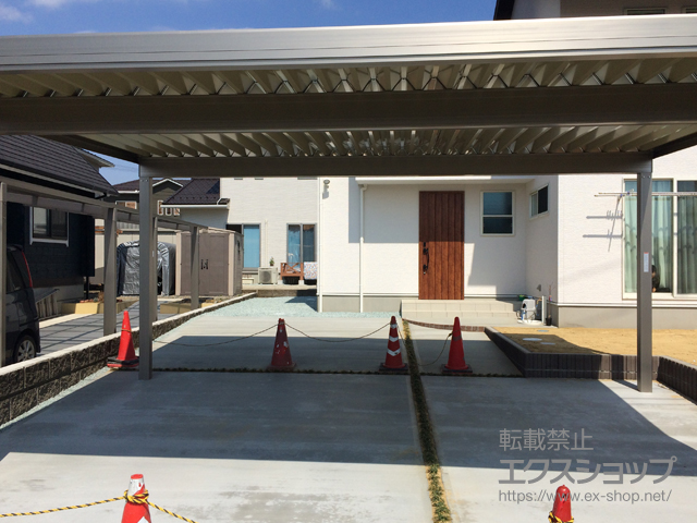 宮城県名取市のLIXIL リクシル（トステム）の テリオスポートIII 1500 2台用 角柱4本仕様 積雪〜50cm対応 施工例