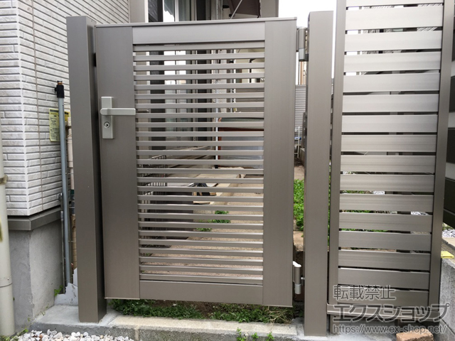 東京都三鷹市のの門扉 ライシス門扉 1型 細横桟 片開き 柱使用 施工例