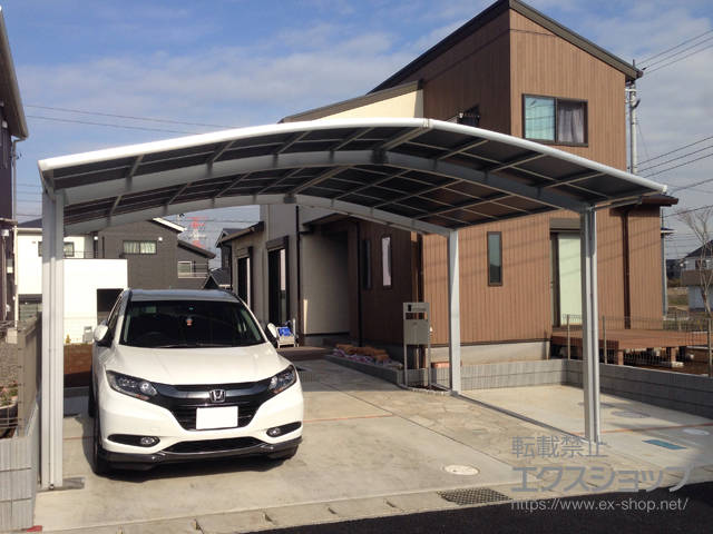 千葉県袖ケ浦市ののカーポート ネスカR (ラウンドスタイル) M合掌 積雪〜20cm対応 幅=5714mm(27+30) 施工例