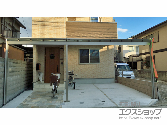 広島県広島市ののテラス屋根 ヴェクターテラス F型 ビッグサイズ 連棟 積雪〜20cm対応 ※壁面奥行違い 施工例