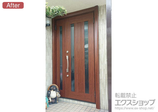 大阪府大東市のLIXIL リクシル（トステム）の玄関ドア リシェントアルミ仕様 22親子仕様R P2型 施工例