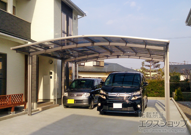 福島県西白河郡泉崎村のLIXIL リクシル（トステム）のカーポート カーブポートシグマIII ワイド 延長 積雪〜20cm対応 施工例