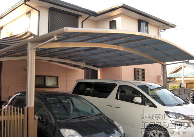 大阪府堺市のLIXIL リクシル（トステム）のカーポート カーブポートシグマIII ワイド 積雪〜20cm対応 施工例