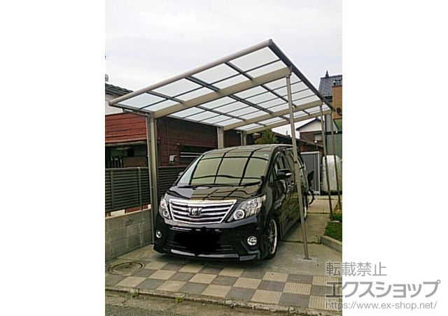 東京都昭島市のLIXIL リクシル（トステム）のカーポート レークポートシグマIII 延長 積雪〜20cm対応＋着脱式サポート ロング柱23用 1本入り×3セット 施工例