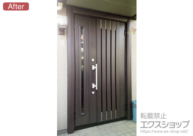 東京都西東京市のLIXIL リクシル（トステム）の玄関ドア リシェントK4仕様 22親子R(ランマ無し) 700型 施工例