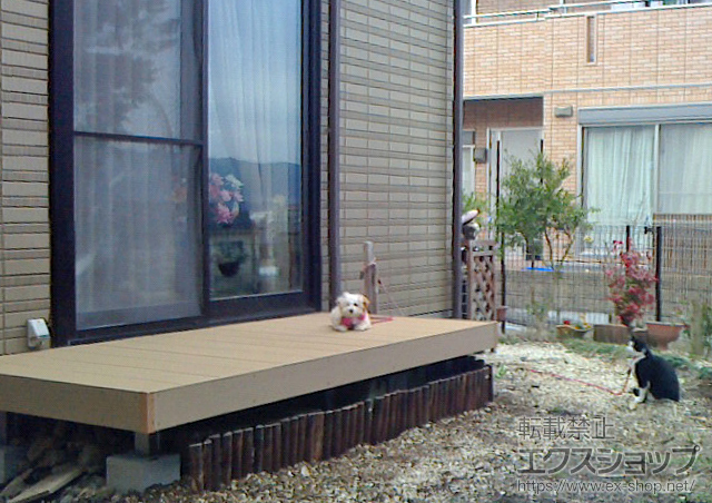 滋賀県湖南市のLIXIL リクシル（トステム）のウッドデッキ レストステージ 幕板納まり 施工例