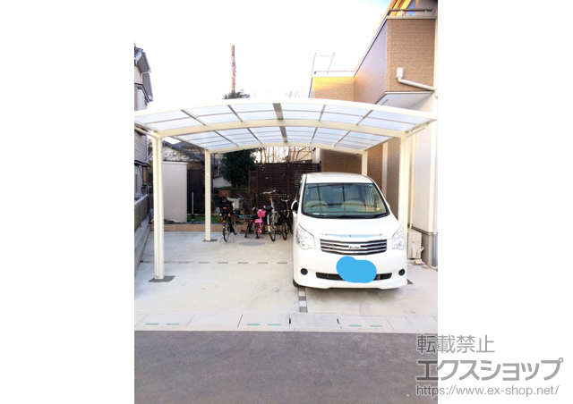 埼玉県上尾市のLIXIL リクシル（トステム）のカーポート カーブポートシグマIII ワイド 積雪〜20cm対応 施工例
