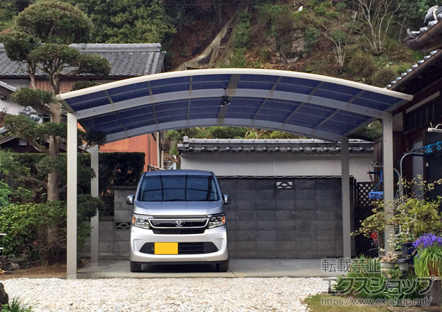 京都府木津川市ののカーポート プレシオスポート ワイド 積雪〜20cm対応 施工例