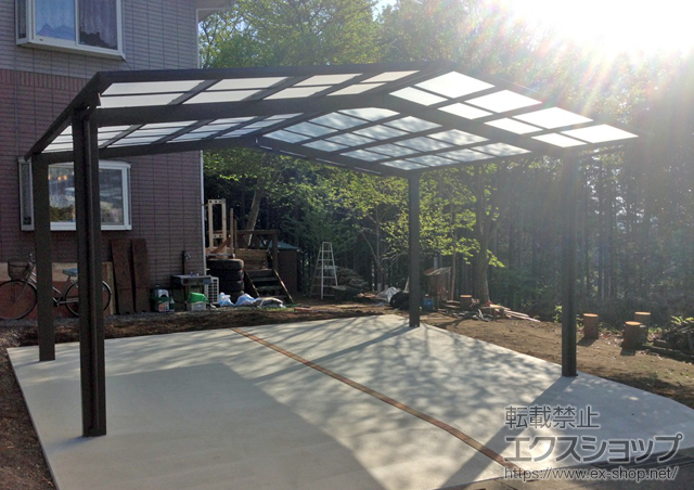栃木県さくら市のLIXIL リクシル（トステム）のカーポート レークポートシグマIII M合掌 積雪〜20cm対応 施工例