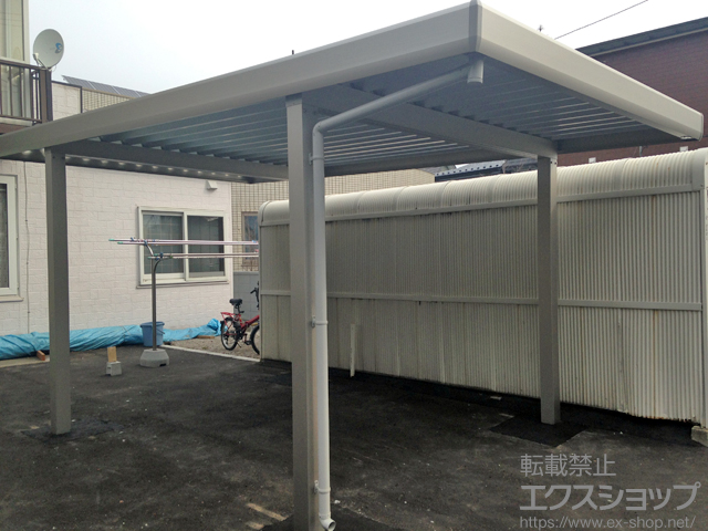 北海道函館市ののカーポート ジーポートneo Aタイプ 標準鼻隠し 角柱4本仕様 積雪〜100cm対応 施工例
