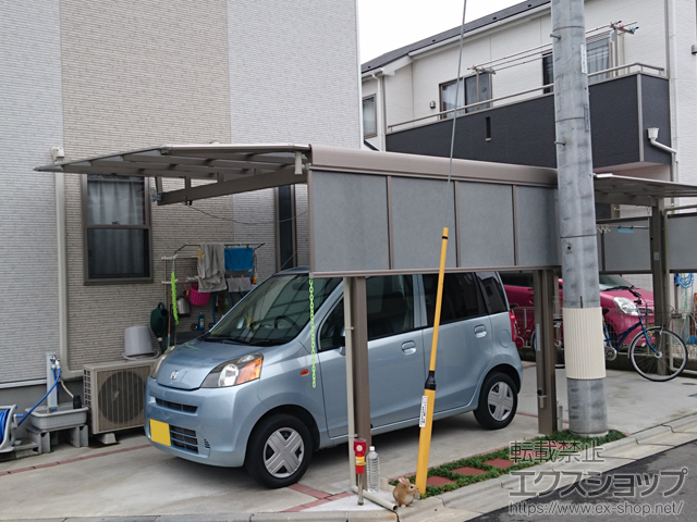 埼玉県さいたま市ののカーポート マイリッシュ 前上がり 積雪〜20cm対応＋サイドパネル 施工例