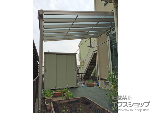 静岡県沼津市ののテラス屋根 ヴェクターテラス F型 ビッグサイズ 単体 積雪〜20cm対応＋上下可動物干し 施工例