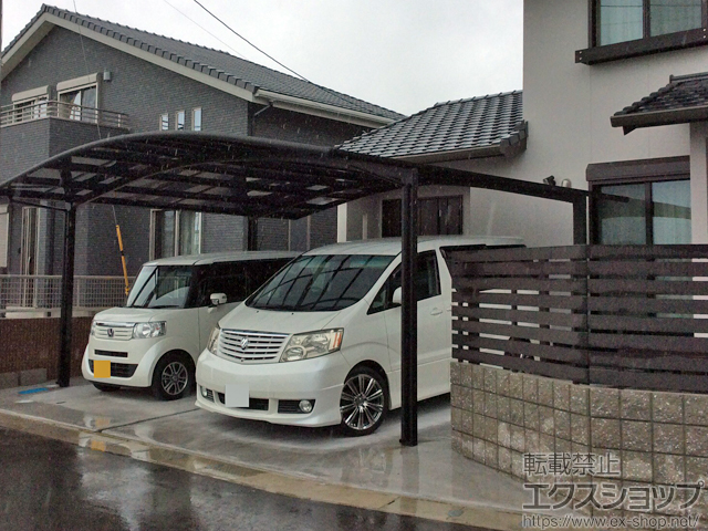 熊本県上益城郡益城町のLIXIL リクシル（トステム）のカーポート カーブポートシグマIII ワイド 積雪〜20cm対応 施工例