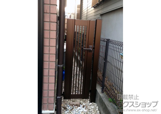 愛知県名古屋市のの門扉 プレシオス門扉 縦格子 片開き 門柱仕様 施工例