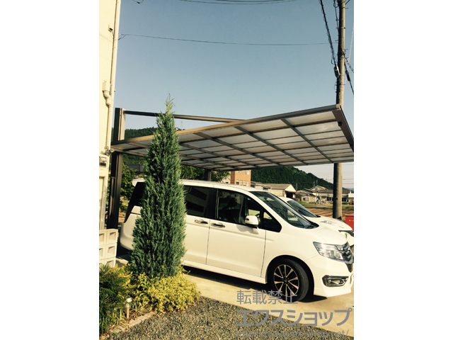 兵庫県丹波市ののカーポート ダブルフェース 背面支持 積雪〜20cm対応＋サポートセット(着脱式) 施工例