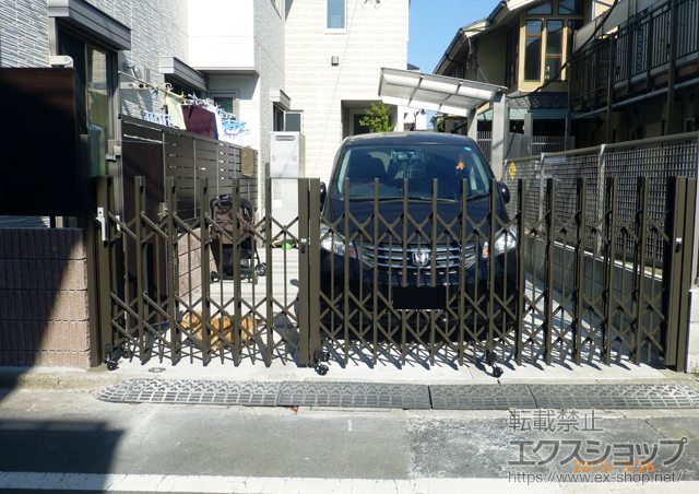 東京都豊島区ののカーゲート アルシャインII PG型R(ペットガード) A/ノンレールタイプ 片開き親子 (150+270)SP 施工例