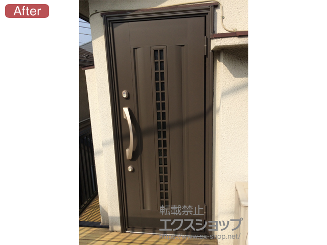 東京都品川区のLIXIL リクシル（トステム）の玄関ドア リシェント アルミ仕様22片開きR(ランマ無し) S1型 施工例