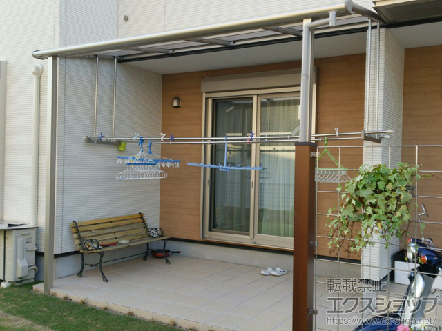 福岡県太宰府市ののテラス屋根 プレシオステラス F型 テラスタイプ 単体 積雪〜20cm対応＋吊り下げ式物干し 施工例