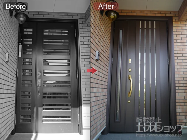 宮城県仙台市のLIXIL リクシル(トステム)の玄関ドア リシェント K4仕様 22簡易タッチキー仕様 親子仕様R(ランマ無し) 700型 施工例