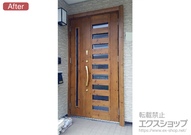 栃木県宇都宮市のLIXIL リクシル（トステム）の玄関ドア リシェント 断熱仕様22簡易タッチキー仕様 親子R(ランマなし) B1型 施工例