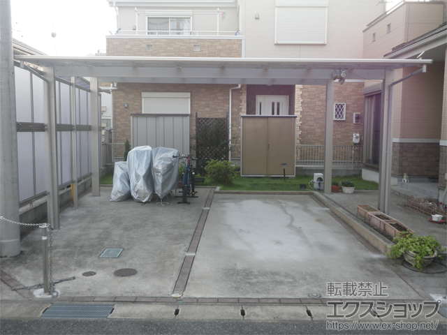 千葉県木更津市ののカーポート エフルージュ ツイン 積雪〜20cm対応＋サイドパネル 施工例