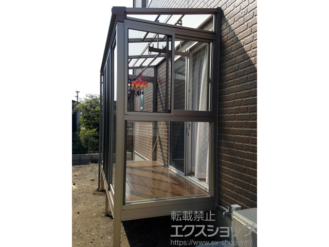 福岡県久留米市のLIXIL リクシル（トステム）のテラス囲い・サンルーム ほせるんですII F型 床納まり ランマ無 床下ロング柱 積雪〜20cm対応 施工例