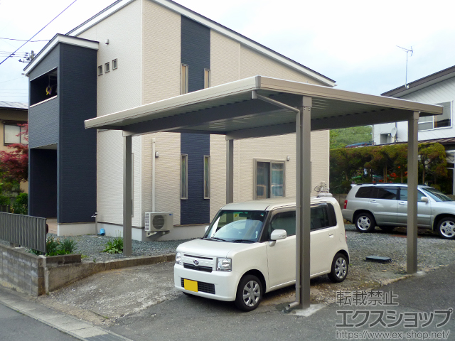岩手県盛岡市のLIXIL リクシル（トステム）のカーポート テリオスポートIII 3000 2台用 角柱4本仕様 積雪〜100cm対応 施工例