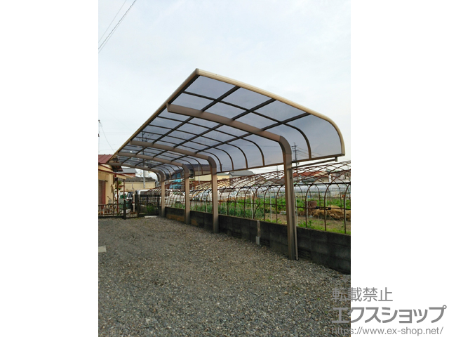 静岡県静岡市のLIXIL リクシル（トステム）のカーポート テールポートシグマIII 縦連棟 積雪〜20cm対応+収納式物干し 標準 2本入り×1セット 施工例