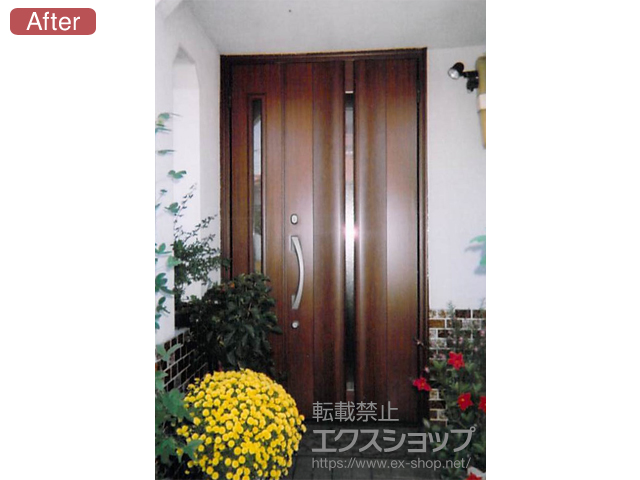 山口県防府市のLIXIL リクシル（トステム）の玄関ドア リシェント K4仕様22親子仕様（ランマ無）R 500型 施工例