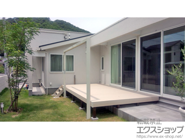 岡山県小田郡矢掛町ののウッドデッキ エバーエコウッドII　デッキセット＋ステップLタイプ(2段) 施工例