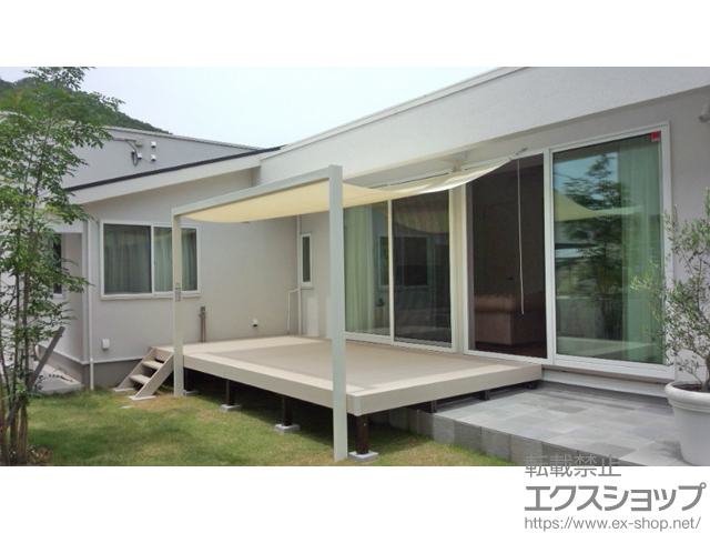 岡山県小田郡矢掛町のLIXIL リクシル（トステム）のオーニング・日よけ 【特注】彩樹B型 ボックスタイプ 手動式 施工例