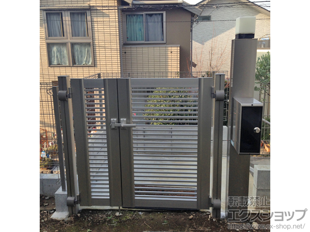 東京都町田市のの門扉 プレシオス門扉 横格子 親子開き 施工例