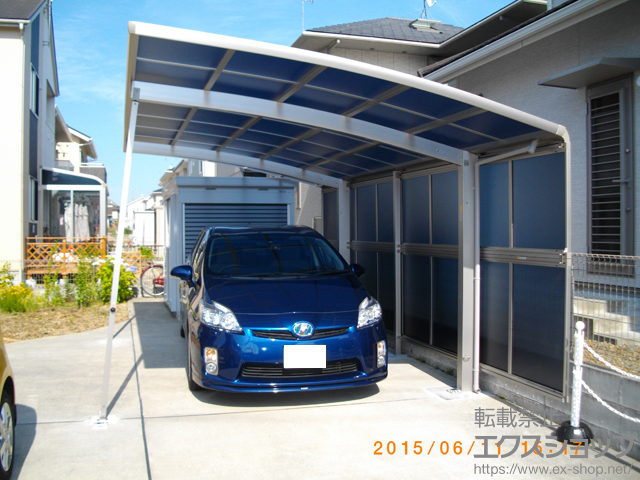 福島県いわき市ののカーポート レイナポートグラン　積雪〜20cm対応＋サイドパネル 2段＋着脱式サポート 施工例