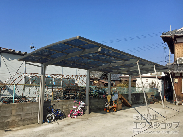 滋賀県野洲市ののカーポート プレシオスポート 縦連棟 積雪〜20cm対応 施工例