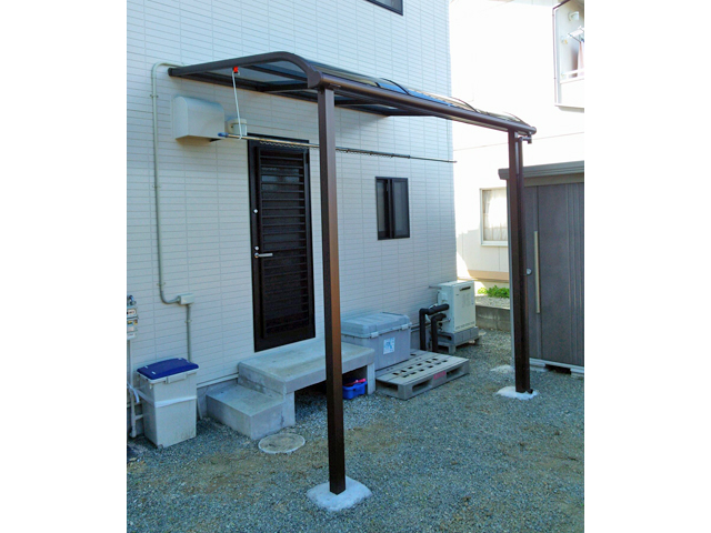 福島県いわき市ののテラス屋根 プレシオステラス R型 テラスタイプ 単体 積雪〜20cm対応 施工例