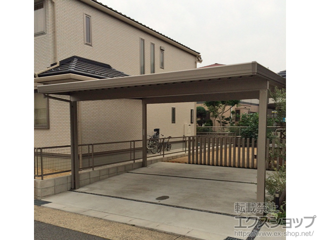 愛知県名古屋市のLIXIL リクシル（トステム）のカーポート テリオスポートIII 1500 2台用 角柱4本仕様 積雪〜50cm対応 施工例