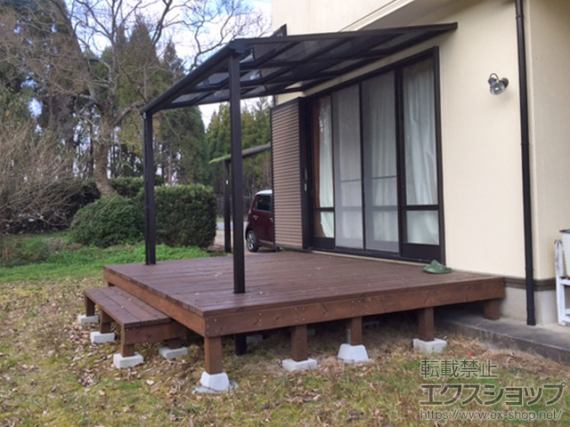 福岡県久留米市のLIXIL リクシル（トステム）のテラス屋根 ライザーテラスII F型 テラスタイプ 単体 積雪〜20cm対応 施工例