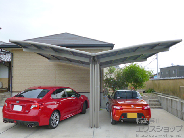 愛知県あま市のLIXIL リクシル（トステム）のカーポート カーブポートシグマIII Y合掌 積雪〜20cm対応 施工例