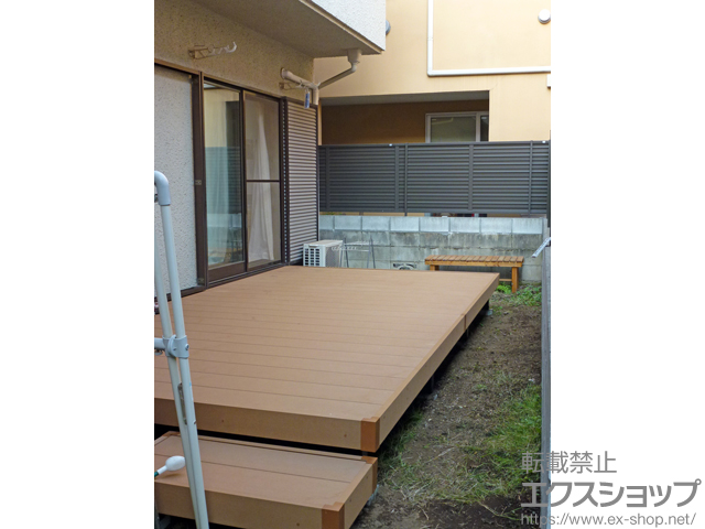 東京都品川区ののウッドデッキ リウッドデッキ 200+独立式リウッドステップ2型 施工例