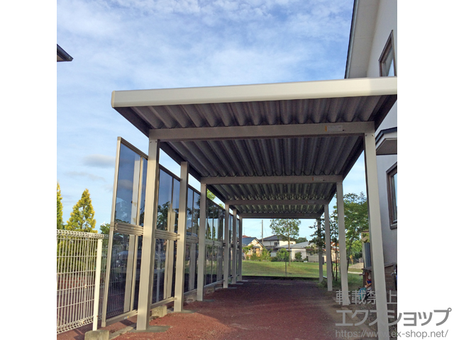岩手県陸前高田市ののカーポート レオンポートneo 縦連棟 角柱8本仕様 標準鼻 施工例