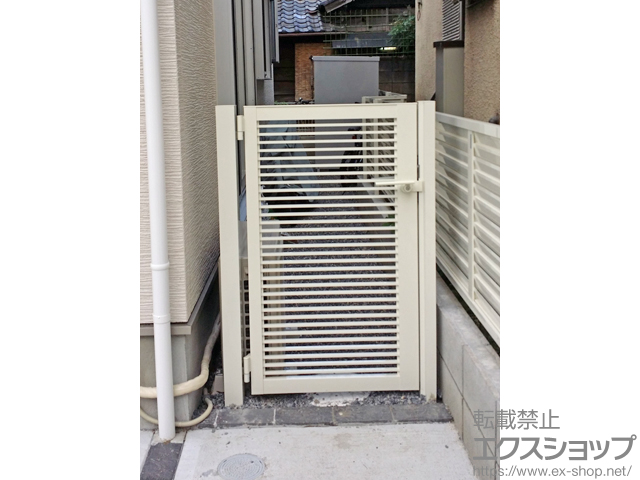 千葉県市川市のの門扉 プレスタ門扉 1型 細横桟 片開き 柱使用 施工例