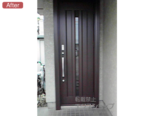 栃木県宇都宮市のLIXIL リクシル（トステム）の玄関ドア リシェントII アルミ仕様K6 片開きR(ランマ無) C12型 ※CAZAS+仕様 施工例