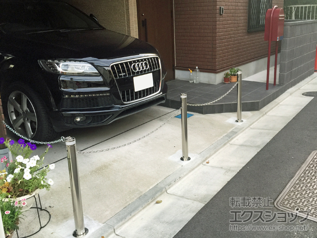 東京都品川区ののカーゲート スペースガード（車止め）Ｓ60型 埋込式 キー付き 施工例