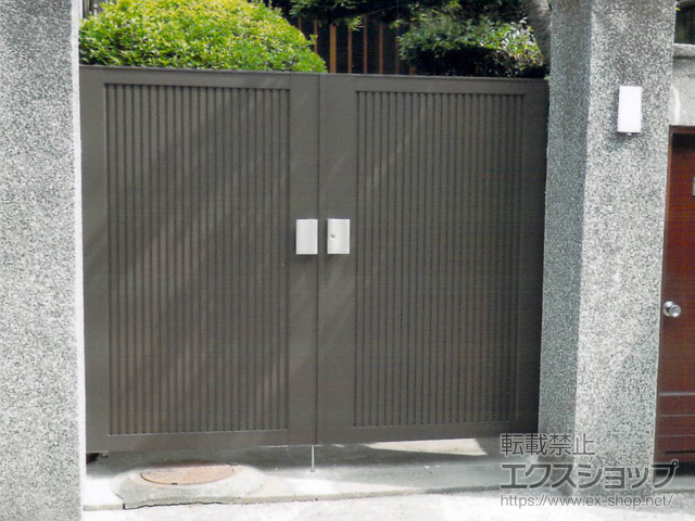 兵庫県尼崎市のの門扉 ライシス門扉6型 両開き 柱使用 施工例