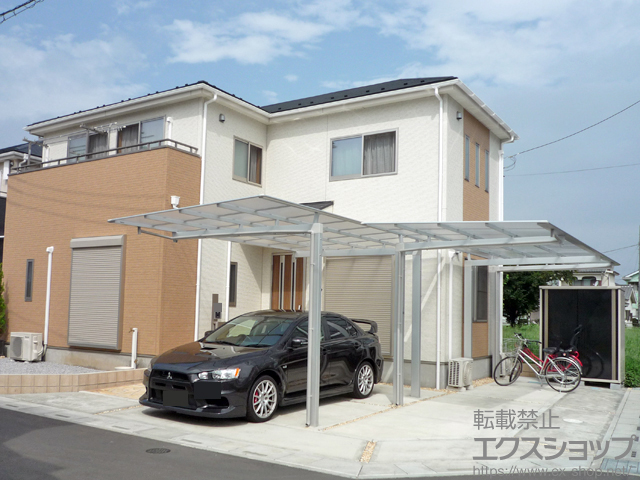 埼玉県上尾市ののカーポート マイリッシュ 前下がり 積雪〜20cm対応＋サポートセット(着脱式) H25用 2本入り1セット 施工例