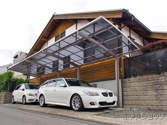 愛知県岡崎市のLIXIL リクシル（トステム）のカーポート カーブポートシグマIII 縦連棟 積雪〜20cm対応 施工例